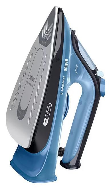Braun FreeStyle 3 FI 3194.BK Plancha de vapor negra y azul, 2400 W, suela cerámica, 200 g/min
