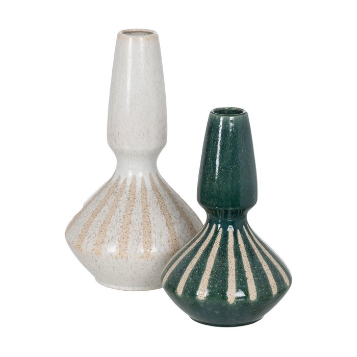 Ixia Jarrón Verde-Blanco de Cerámica 19,30 x 19,30 x 31,20 cm Ixia Jarrón Verde-Blanco de Cerámica 19,30 x 19,30 x 31,20 cm