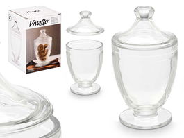 VIVALTO Bombonera Tapa Vidrio Transparente 22.3 x 12 x 12 cm con Capacidad de 950 ml (Set de 12)