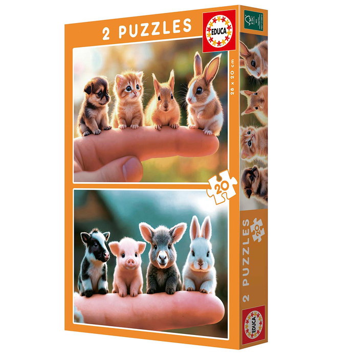 Educa 20221 - Set de 2 Puzzles Educativos de 20 Piezas, Animales Bebés, para Niños +3 Años, en Español