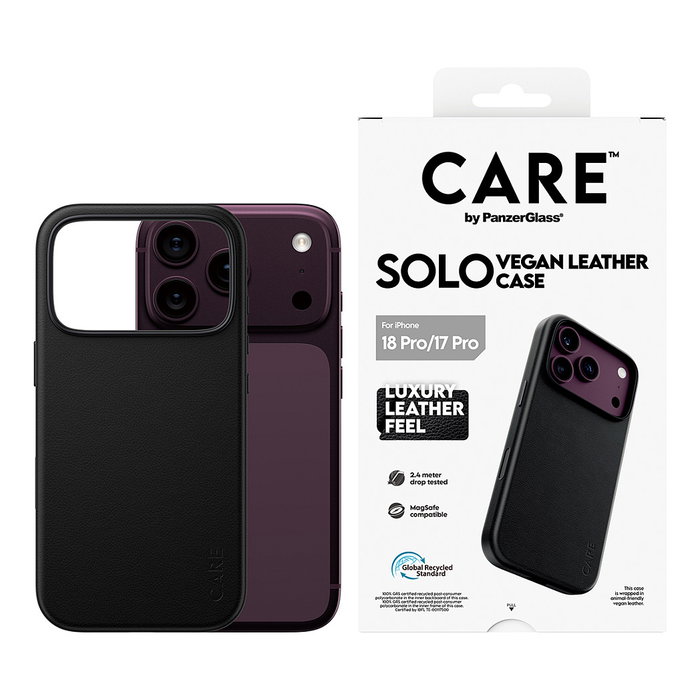PanzerGlass CARE by PanzerGlass Solo Funda de Cuero Vegano con MagSafe para iPhone 17 Pro, Schwarz
