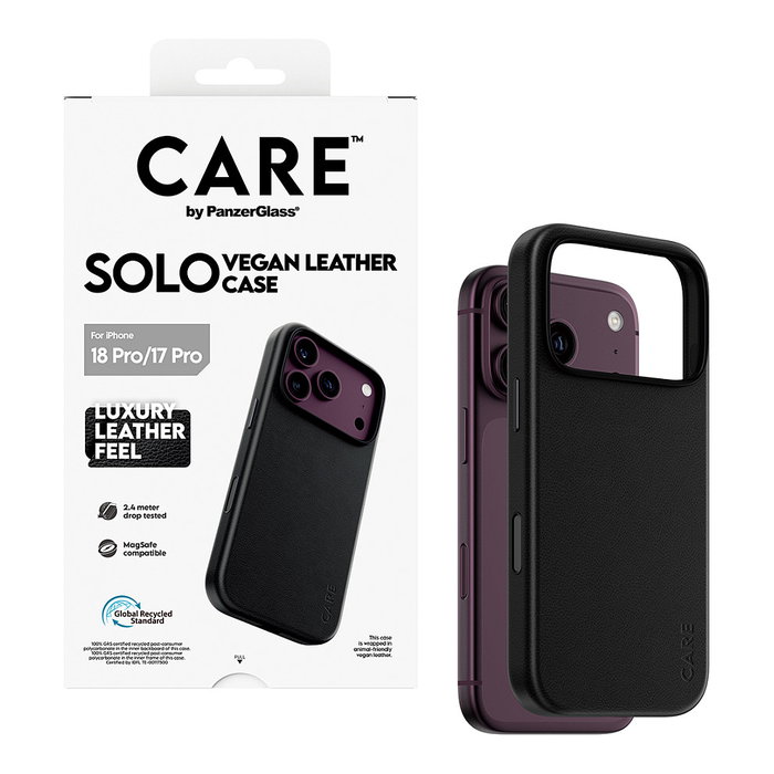 PanzerGlass CARE by PanzerGlass Solo Funda de Cuero Vegano con MagSafe para iPhone 17 Pro, Schwarz