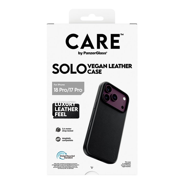 PanzerGlass CARE by PanzerGlass Solo Funda de Cuero Vegano con MagSafe para iPhone 17 Pro, Schwarz