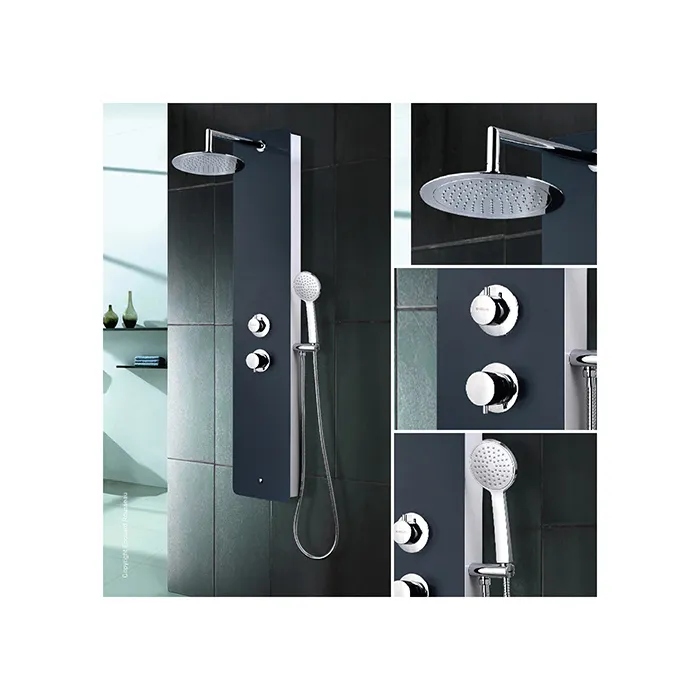 Edouard Rousseau Columna de Ducha hidromasaje Eris Gris Antracita Panel de Vidrio Seguridad Grifo Mezclador Ducha Mano ABS Cromado Cabezal Ducha Ajustable Edouard Rousseau Columna de Ducha hidromasaje Eris Gris Antracita Panel de Vidrio Seguridad Grifo Mezclador Ducha Mano ABS Cromado Cabezal Ducha Ajustable