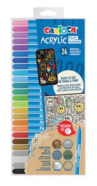 Carioca Rotulador Paint Marker Acrílico Punta Media - Estuche de 24 Unidades Colores Surtidos - para Madera, Vidrio, Metal