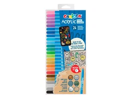 Carioca Rotulador Paint Marker Acrílico Punta Media - Estuche de 24 Unidades Colores Surtidos - para Madera, Vidrio, Metal