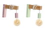 DKD Home Decor Lámpara Aplique Urban Verde Jade Rosa Metal Madera 6 x 18 x 20 cm (4 Unidades)
