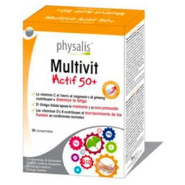 PHYSALIS Multivit Actif 50+ 30Comprimidos: Vitaminas, Ginseng y Ginkgo para Energía, Memoria y Huesos