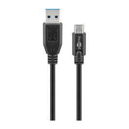 Goobay Cable USB A a USB C de 2 m, Negro
