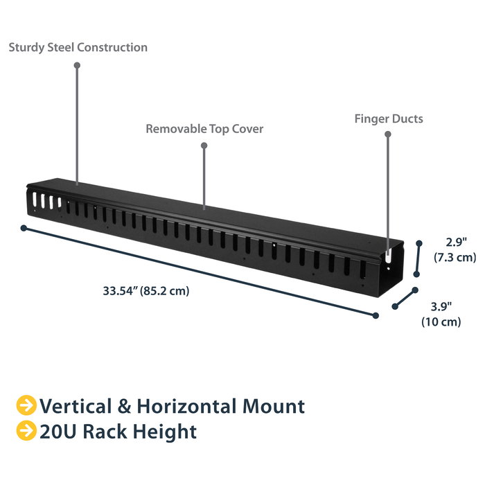 StarTech.com Organizador de cables vertical con Finger Duct 0U - 91cm