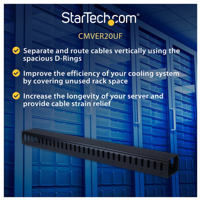 StarTech.com Organizador de cables vertical con Finger Duct 0U - 91cm