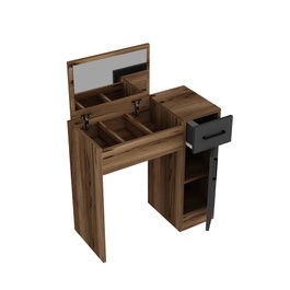 Hanah Home Mesa de Maquillaje Light Walnut y Anthracite, 77x108.8x37.3 cm, Tablero Partículas Recubierto Melamina