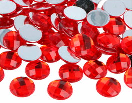 Innspiro Gemas decorativas acrílicas círculo rojo 18mm 200u. Aprox. de fondo plano plateado
