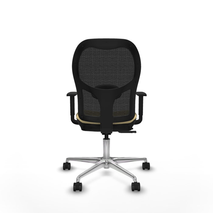 PIQUERAS Y CRESPO Silla de oficina Jorquera con mecanismo Sincro/Traslack, Similpiel Crema y Malla Negra