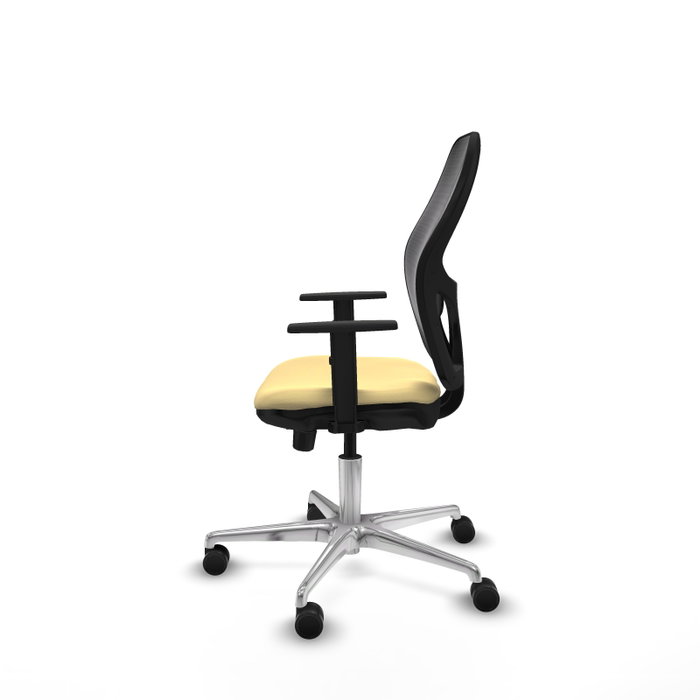 PIQUERAS Y CRESPO Silla de oficina Jorquera con mecanismo Sincro/Traslack, Similpiel Crema y Malla Negra