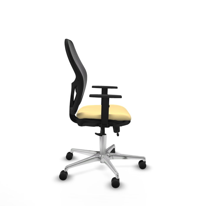 PIQUERAS Y CRESPO Silla de oficina Jorquera con mecanismo Sincro/Traslack, Similpiel Crema y Malla Negra