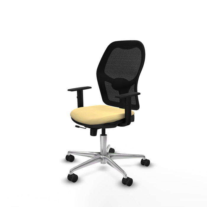 PIQUERAS Y CRESPO Silla de oficina Jorquera con mecanismo Sincro/Traslack, Similpiel Crema y Malla Negra