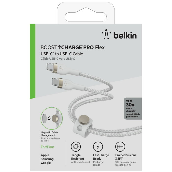 Belkin BOOST↑CHARGE PRO Flex Cable USB-C a USB-C de 1 m, Blanco Belkin BOOST↑CHARGE PRO Flex Cable USB-C a USB-C de 1 m, Blanco