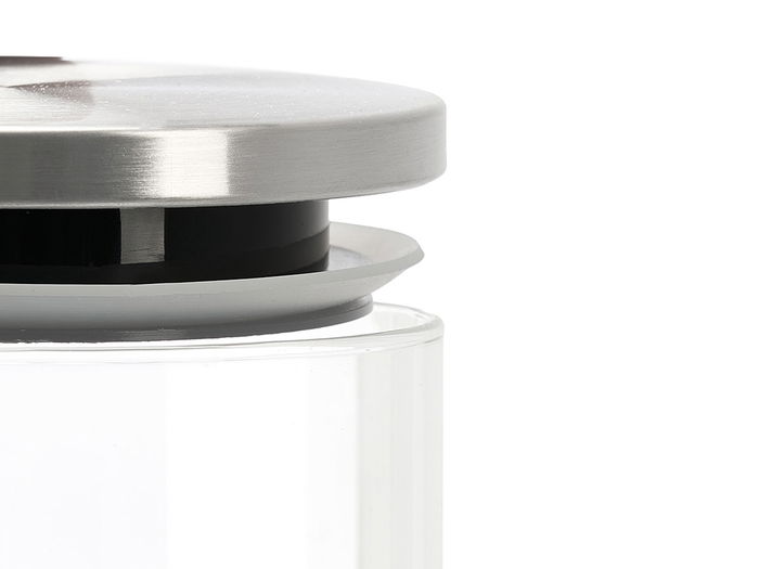 Vivalto Tarro Redondo Borosilicato Transparente 1,4L Tapa Acero 10.2x21.2x10.2 cm (Set de 12)