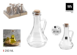La Mediterranea Aceitera de Vidrio con Tapón de Corcho 250 ml (Pack de 24)