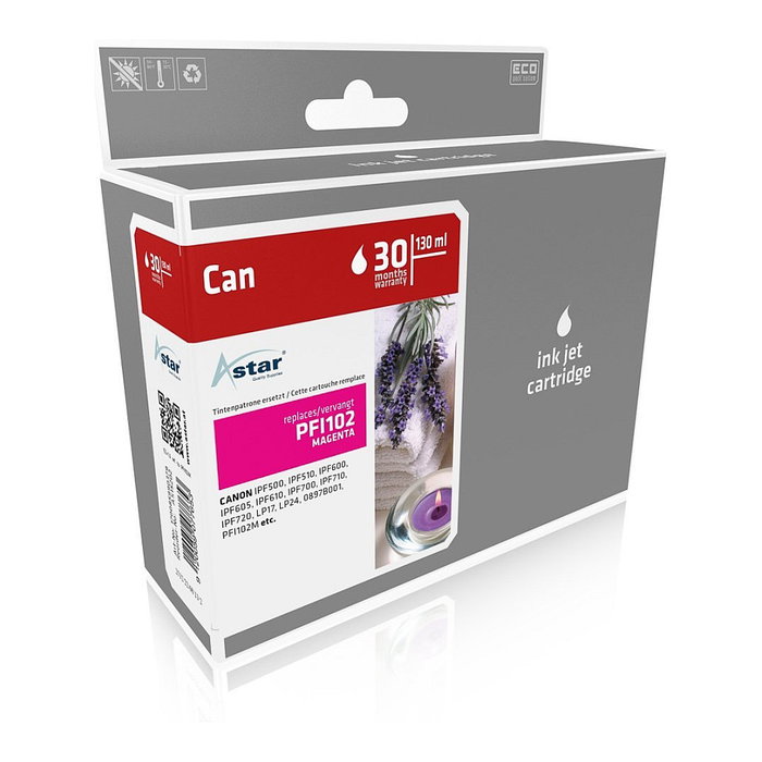 ASTAR AS15202 Cartucho de Tinta Magenta 130 ml para Canon PFI102 IPF series ASTAR AS15202 Cartucho de Tinta Magenta 130 ml para Canon PFI102 IPF series