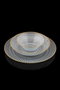 Hermia 12YTAY Juego de Cena de Vidrio Transparente 12 Piezas: 4 Cuencos 15 cm, 4 Platos 21 cm, 4 Platos 28 cm