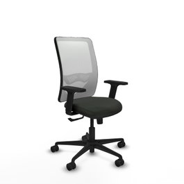 PIQUERAS Y CRESPO Silla de oficina Zulema con mecanismo Sincro, Tela Negra y Malla Blanca, Brazos 2D