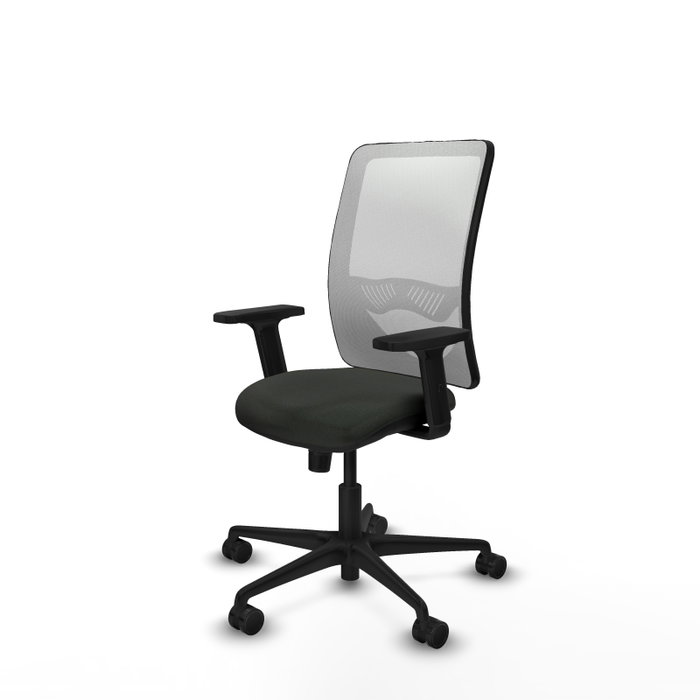 PIQUERAS Y CRESPO Silla de oficina Zulema con mecanismo Sincro, Tela Negra y Malla Blanca, Brazos 2D PIQUERAS Y CRESPO Silla de oficina Zulema con mecanismo Sincro, Tela Negra y Malla Blanca, Brazos 2D