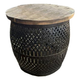 DKD Home Decor Mesita Auxiliar de Hierro y Mango Natural