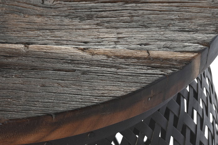 DKD Home Decor - Mesita Auxiliar Item Home, Colección Side tables 2c24, Ambiente Item Home, Hierro y Mango, Color Natural, 58x58x56 cm