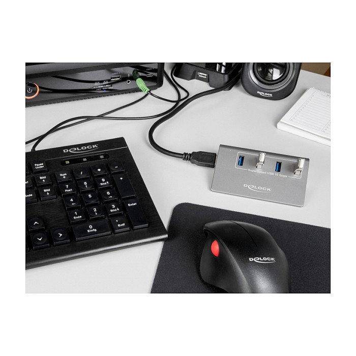 DeLOCK Hub USB 3.2 Gen 2 con 4 Puertos USB Tipo-A Gris DeLOCK Hub USB 3.2 Gen 2 con 4 Puertos USB Tipo-A Gris