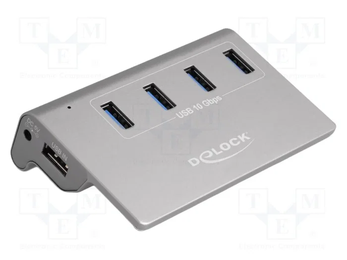 DeLOCK Concentrador USB 3.2 Gen 2 con 4 puertos USB Tipo-A, Gris