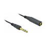 DeLOCK Cable de extensión de audio en espiral 6,35 mm 3 Pin Macho a Hembra 2 m Negro
