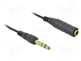 DeLOCK Cable de extensión de audio en espiral 6,35 mm 3 Pin Macho a Hembra 2 m Negro