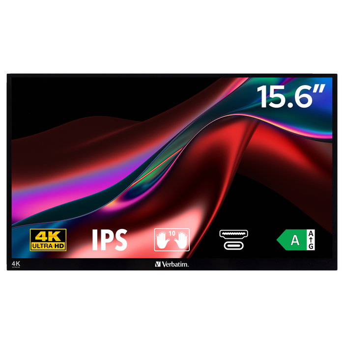 Verbatim PMT-15 Monitor Portátil Táctil 15.6" 4K UHD IPS (32238) - USB-C, HDMI, AMD FreeSync, HDR, Aluminio Verbatim PMT-15 Monitor Portátil Táctil 15.6" 4K UHD IPS (32238) - USB-C, HDMI, AMD FreeSync, HDR, Aluminio
