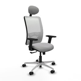 PIQUERAS Y CRESPO Silla de oficina Zulema con mecanismo Sincro, Gris claro y Blanco
