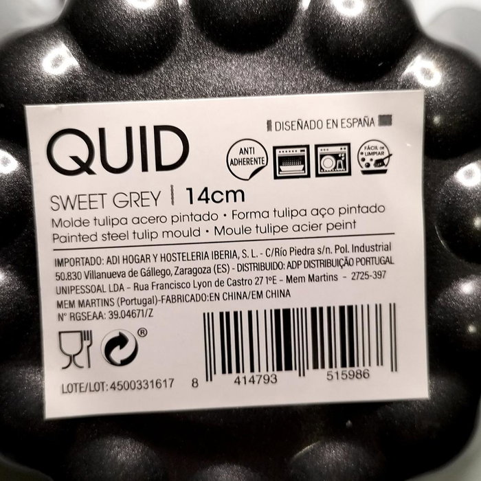 Quid Molde Tulipa Sweet Grey 14 cm Negro