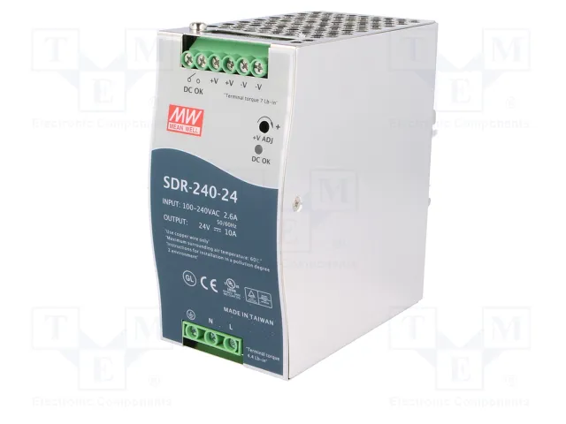 MEAN WELL SDR-240-24 240W 24VDC 10A Carril DIN