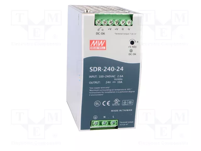 MEAN WELL SDR-240-24 240W 24VDC 10A Carril DIN