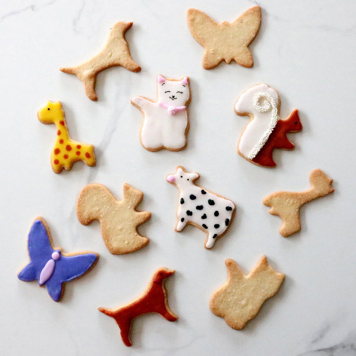 Lily Cook Cortadores de Galletas de Acero Inoxidable con Formas de Animales: Gato, Jirafa, Vaca, Ardilla, Mariposa y Perro