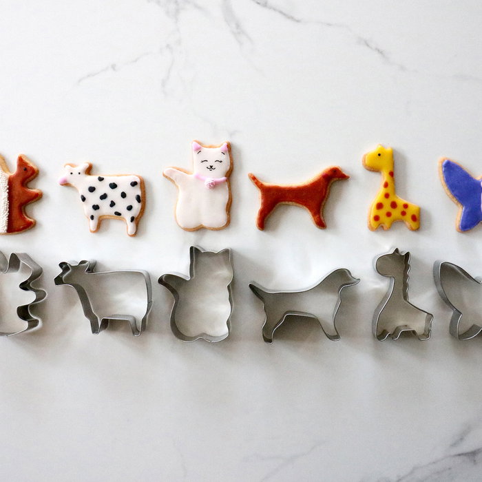 Lily Cook Cortadores de Galletas de Acero Inoxidable con Formas de Animales: Gato, Jirafa, Vaca, Ardilla, Mariposa y Perro