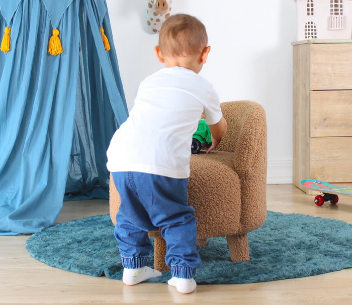 Atelier Del Sofa 3342 - Puf de Piel Sintética Marrón, Diseño Elegante y Cómodo para el Hogar