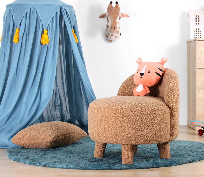 Atelier Del Sofa 3342 - Puf de Piel Sintética Marrón, Diseño Elegante y Cómodo para el Hogar
