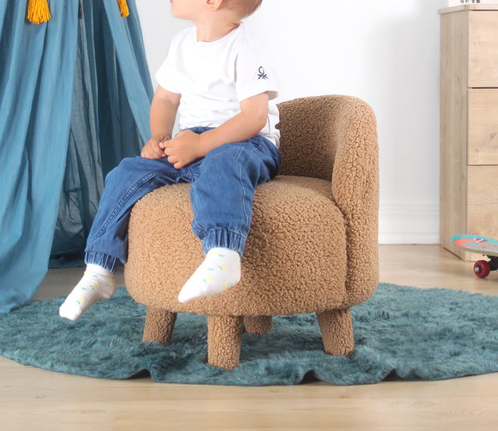 Atelier Del Sofa 3342 - Puf de Piel Sintética Marrón, Diseño Elegante y Cómodo para el Hogar