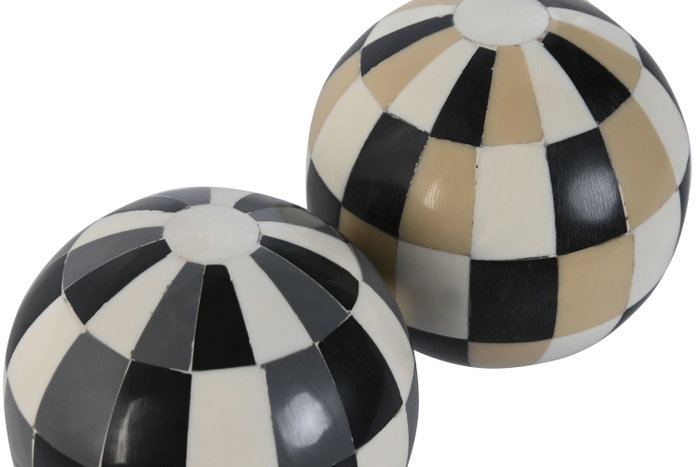 DKD Home Decor Bola de Decoración Hueso Multicolor 10x10x10 cm (Surtido de 2)