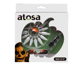 Atosa Uñas Postizas Blancas con Esmalte Negro para Disfraces de Halloween