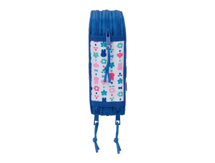 Safta Plumier Escolar Miffy Bunny, 37 Piezas, Triple Cremallera, 3 Compartimentos, Dimensiones 195x125x55 mm