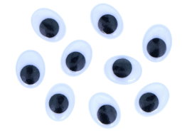 Innspiro Ojos móviles negros autoadhesivos ovalados 10x13mm, 70 unidades