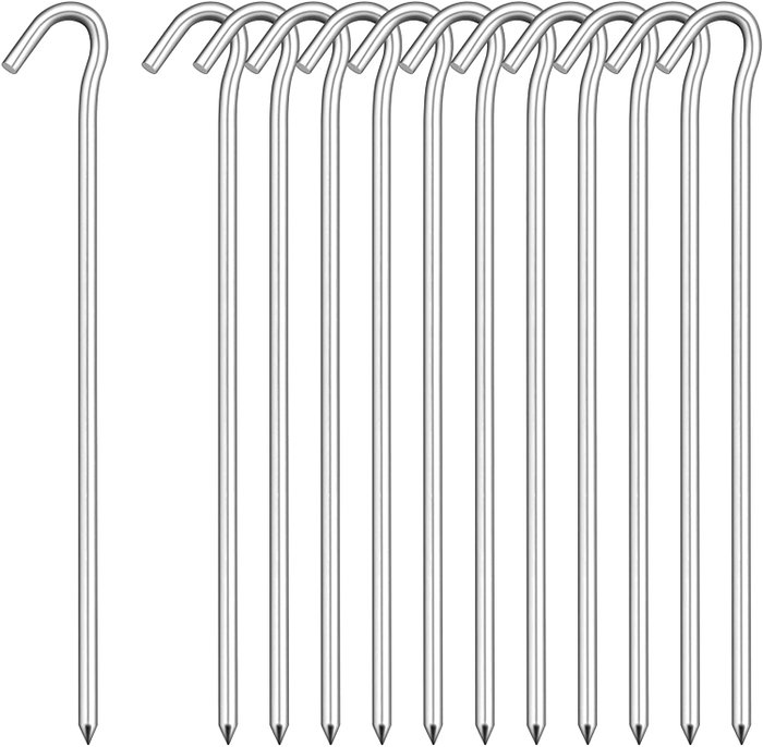 Piqueta de camping varilla gancho cincada 200x4.5 mm blíster 6u Piqueta de camping varilla gancho cincada 200x4.5 mm blíster 6u