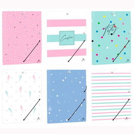 Mariola Carpeta C-Gomas Solapas Folio Cartón Forrado Plastificado Diseños Surtidos Pastel